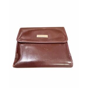 Gucci Vintage Leather Bifold Wallet Burgundy Brown Coin Pocket with ID Window